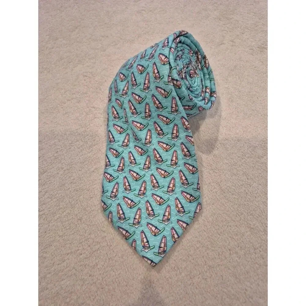 Vineyard vines Men's Wind Surfer Silk Necktie Neck Tie for shirt Green Blue
